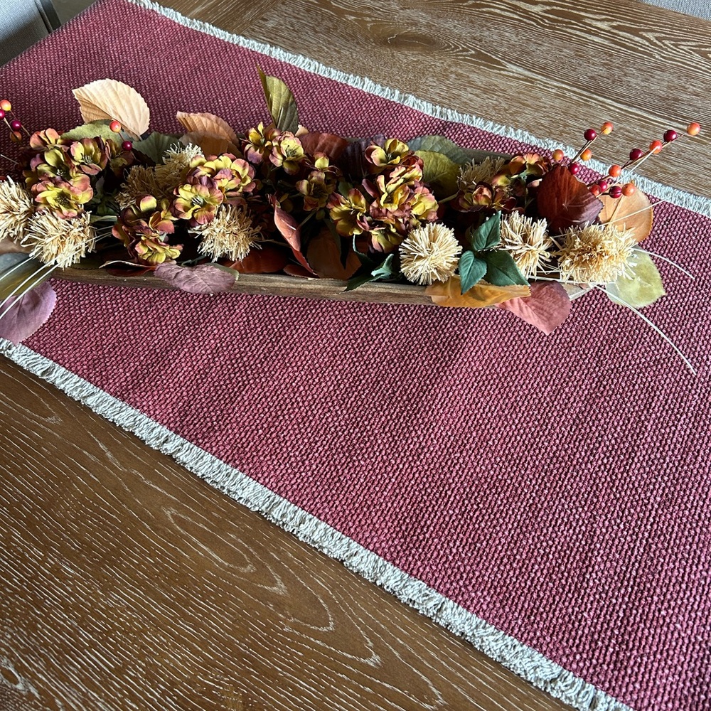New Without Tags! Pottery Barn Mason Handwoven Cotton Fringe Table Runner